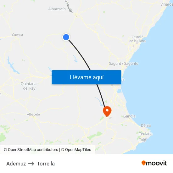 Ademuz to Torrella map