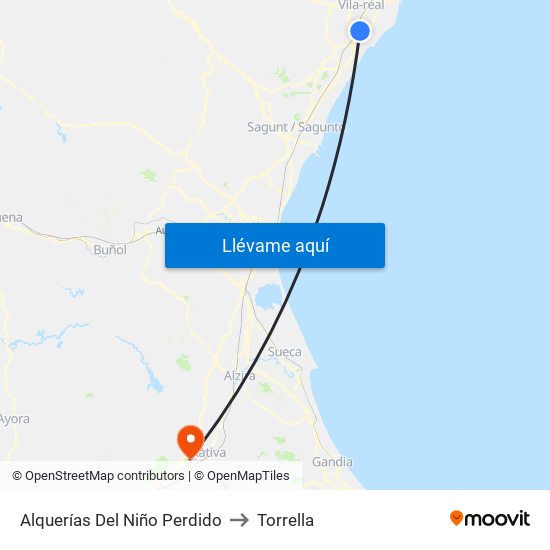 Alquerías Del Niño Perdido to Torrella map