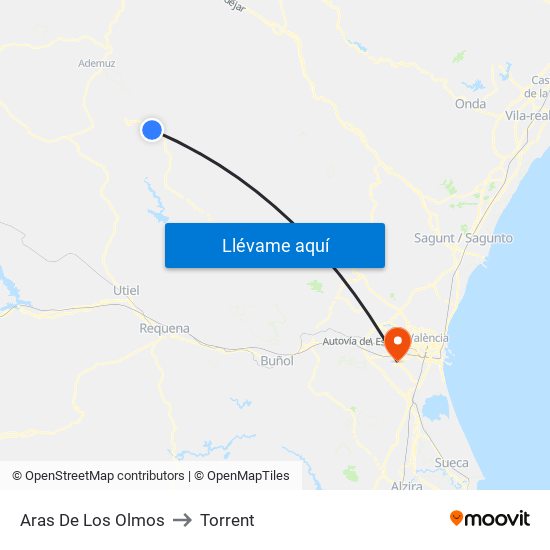Aras De Los Olmos to Torrent map