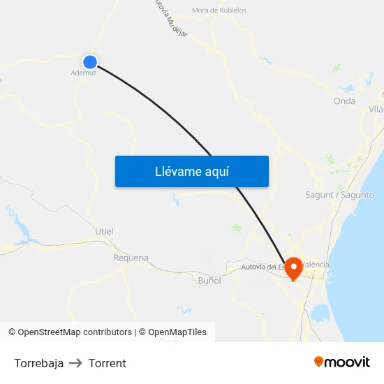 Torrebaja to Torrent map
