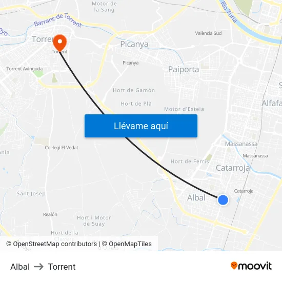 Albal to Torrent map