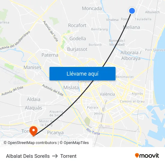 Albalat Dels Sorells to Torrent map