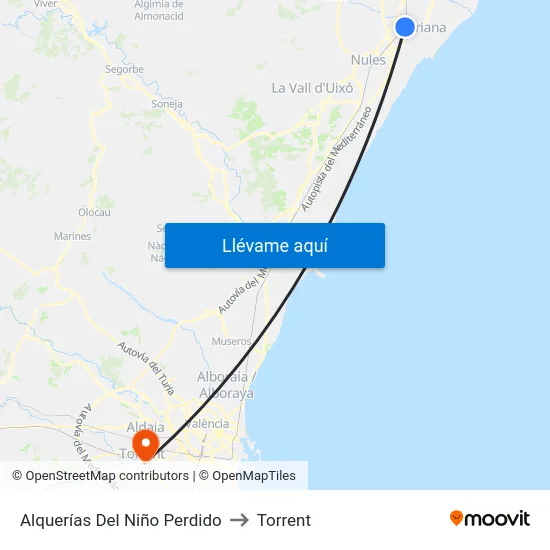 Alquerías Del Niño Perdido to Torrent map