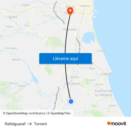 Rafelguaraf to Torrent map