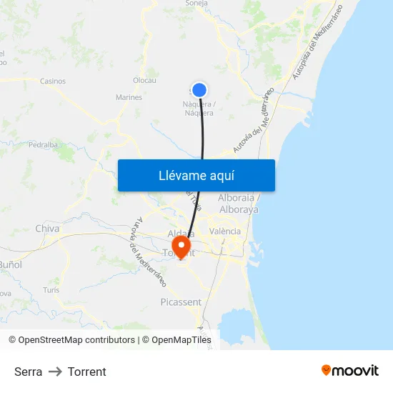 Serra to Torrent map