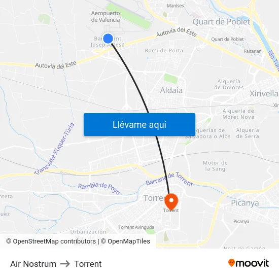 Air Nostrum to Torrent map
