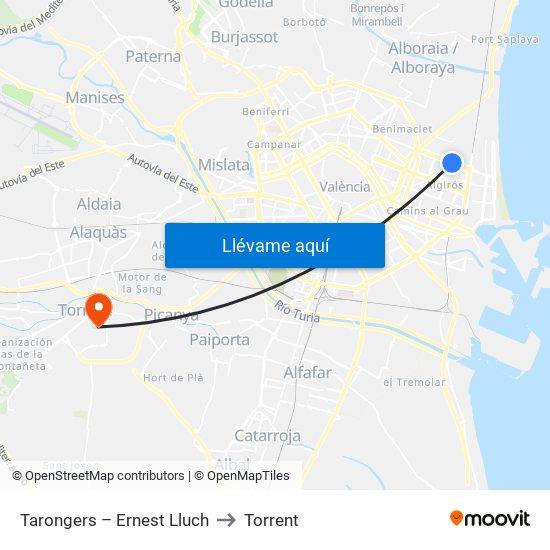 Tarongers – Ernest Lluch to Torrent map