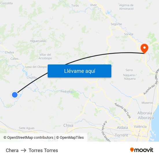 Chera to Torres Torres map
