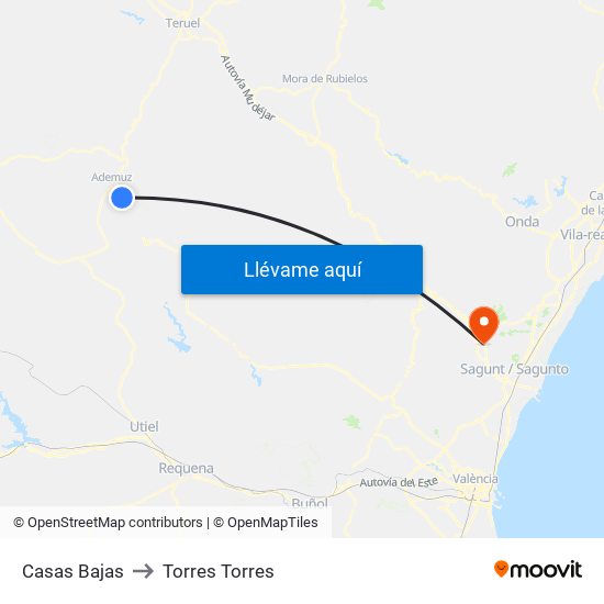 Casas Bajas to Torres Torres map