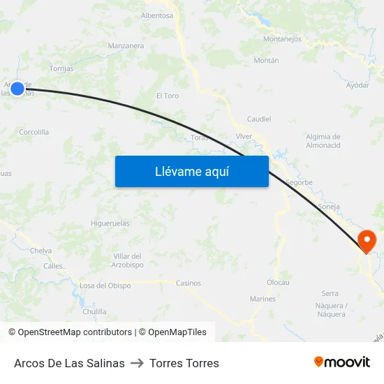 Arcos De Las Salinas to Torres Torres map