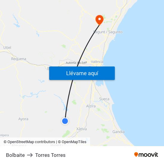 Bolbaite to Torres Torres map