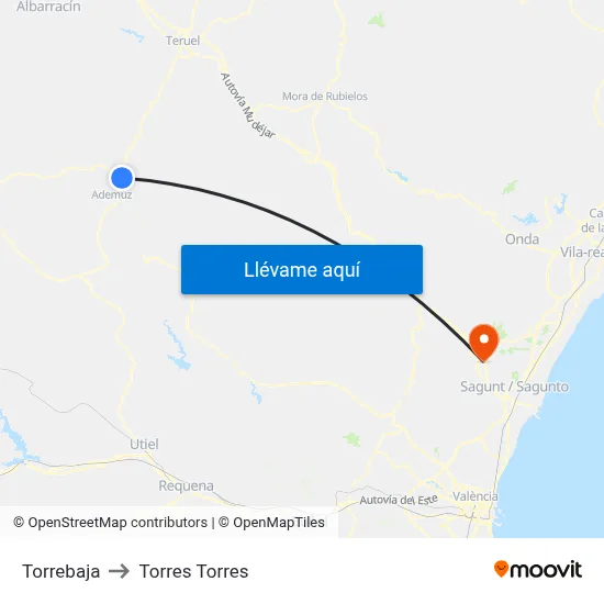 Torrebaja to Torres Torres map