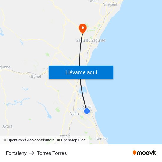 Fortaleny to Torres Torres map
