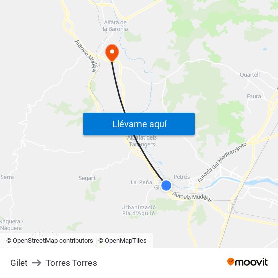 Gilet to Torres Torres map