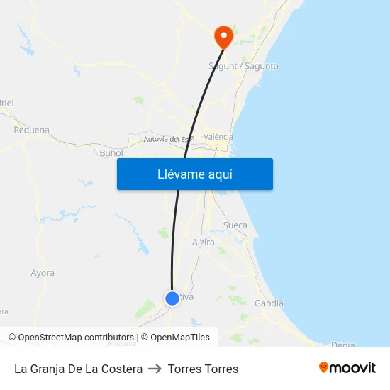 La Granja De La Costera to Torres Torres map