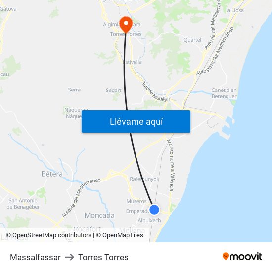 Massalfassar to Torres Torres map