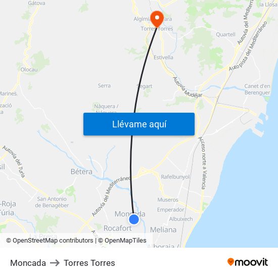 Moncada to Torres Torres map