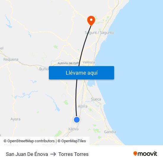 San Juan De Énova to Torres Torres map
