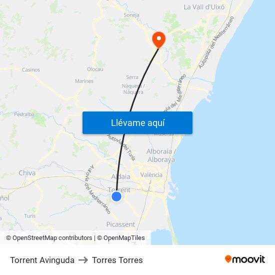 Torrent Avinguda to Torres Torres map