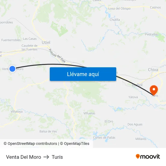 Venta Del Moro to Turís map