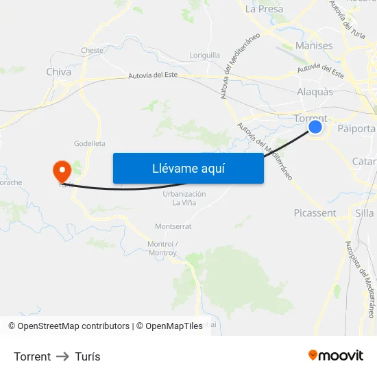 Torrent to Turís map