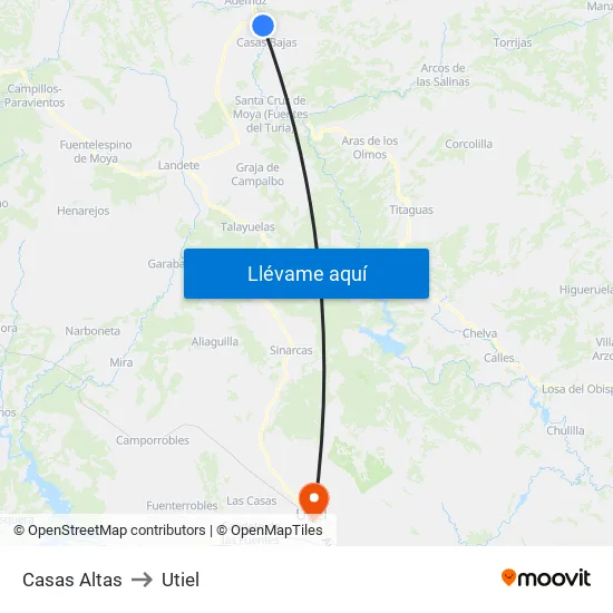 Casas Altas to Utiel map