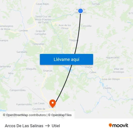 Arcos De Las Salinas to Utiel map