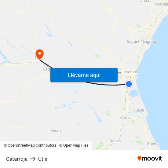 Catarroja to Utiel map