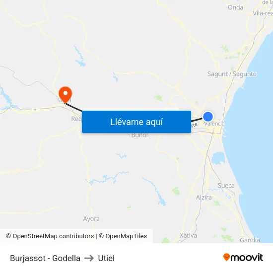 Burjassot - Godella to Utiel map