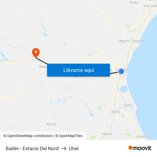 Estació Del Nord - Bailén to Utiel map