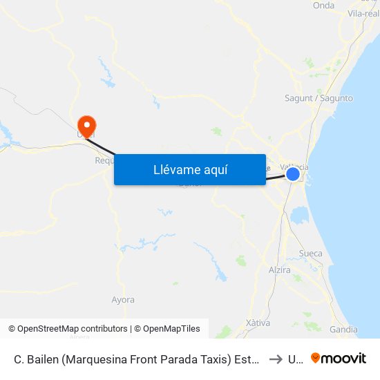 C. Bailen (Marquesina Front Parada Taxis) Estació Ave [València] to Utiel map