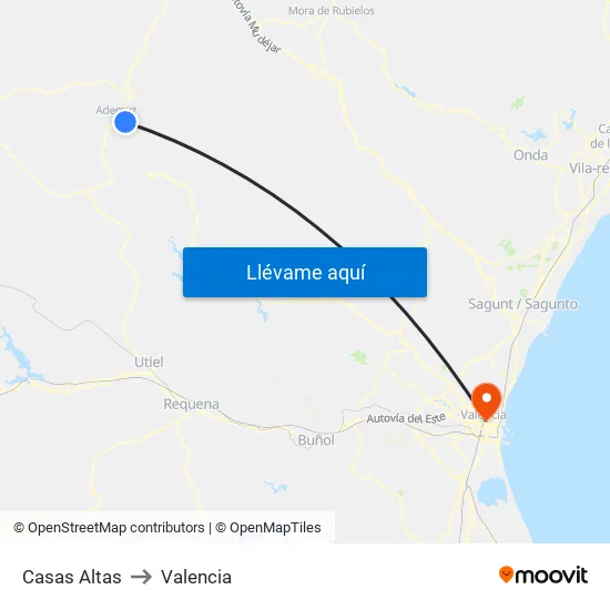 Casas Altas to Valencia map