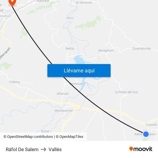 Ráfol De Salem to Vallés map