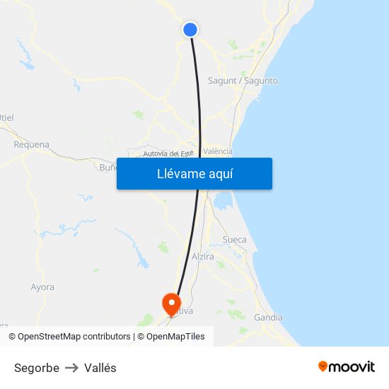 Segorbe to Vallés map
