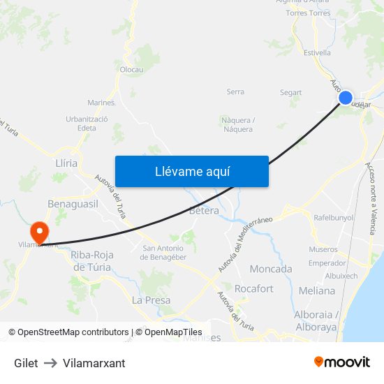 Gilet to Vilamarxant map