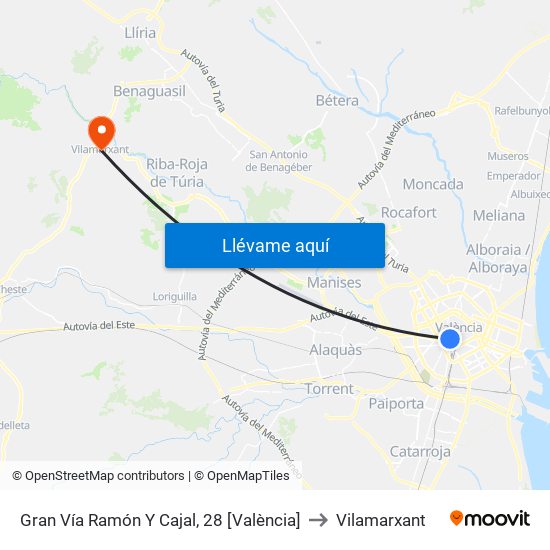 Gran Vía Ramón Y Cajal, 28 [València] to Vilamarxant map