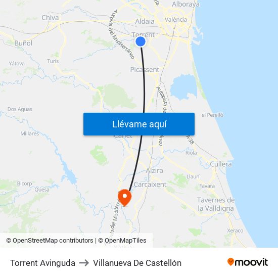 Torrent Avinguda to Villanueva De Castellón map