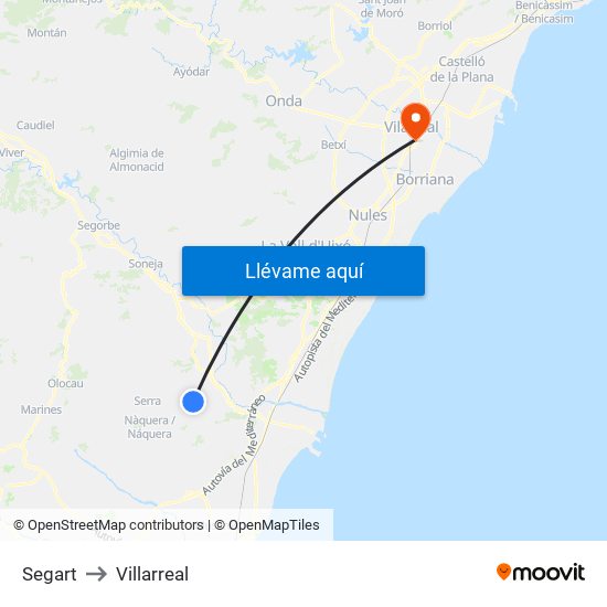 Segart to Villarreal map