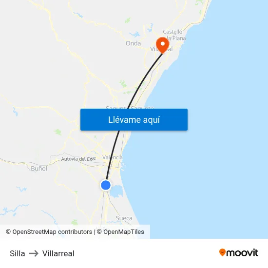 Silla to Villarreal map