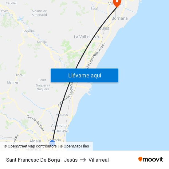 Sant Francesc De Borja - Jesús to Villarreal map