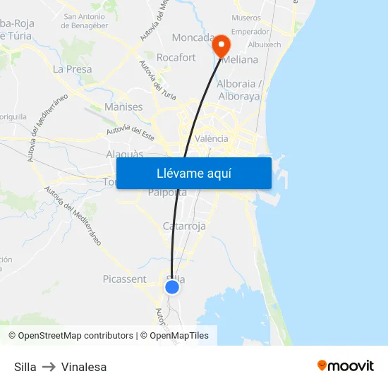 Silla to Vinalesa map