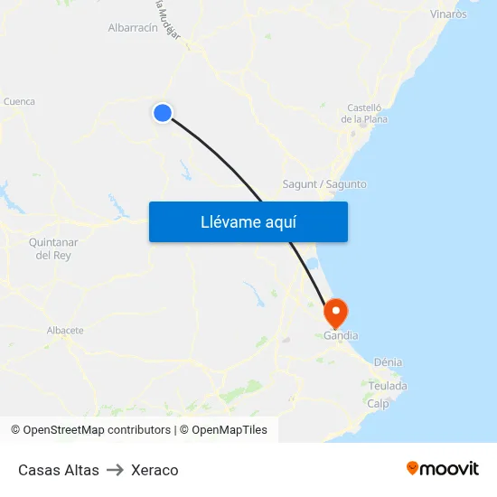 Casas Altas to Xeraco map