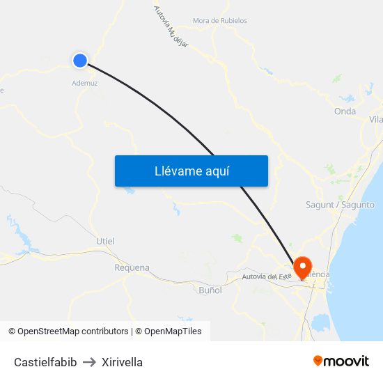Castielfabib to Xirivella map