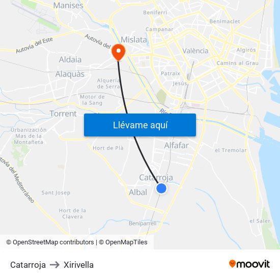 Catarroja to Xirivella map