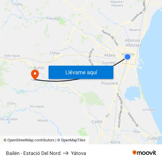 Estació Del Nord - Bailén to Yátova map