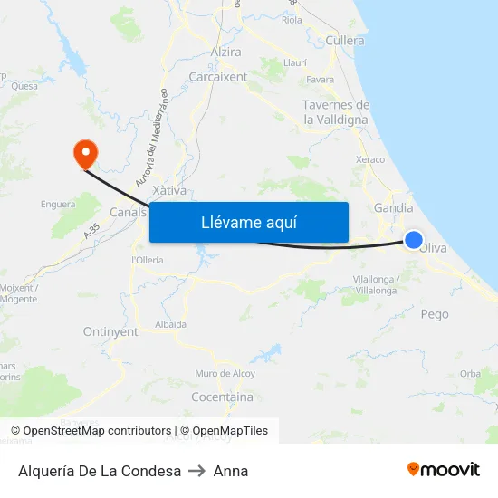 Alquería De La Condesa to Anna map