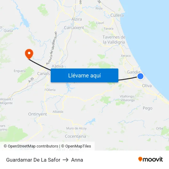 Guardamar De La Safor to Anna map
