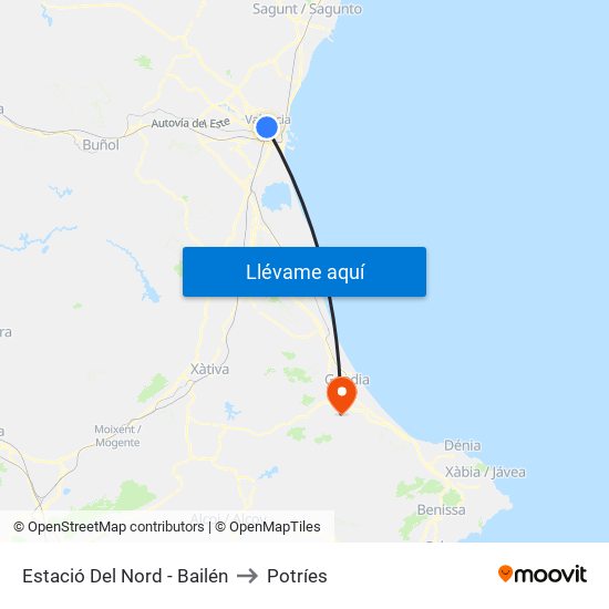 Estació Del Nord - Bailén to Potríes map