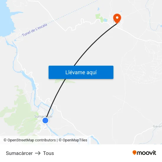 Sumacàrcer to Tous map