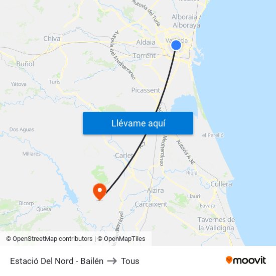 Estació Del Nord - Bailén to Tous map